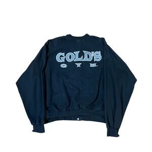 Vintage 80s Gold's Gym Black Button Up Sweatshirt - Size M